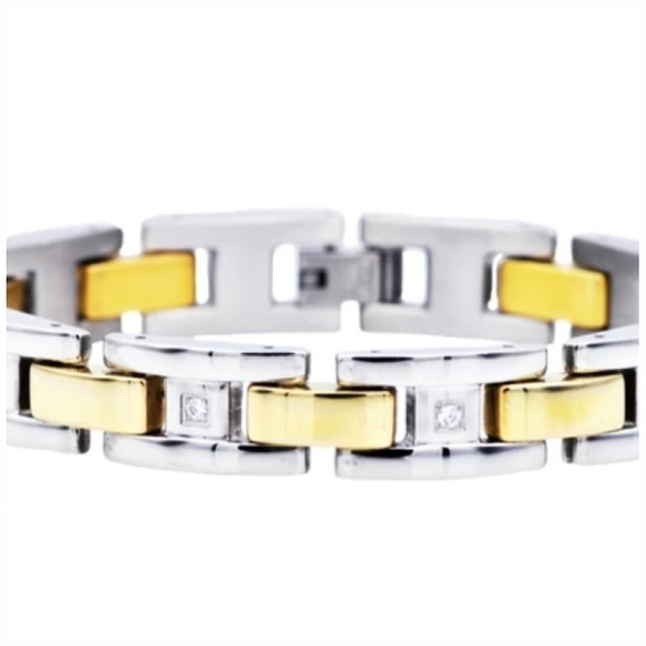 Blackjack Stainless Men's Steel CZ Bracelet - Picture 7 of 8